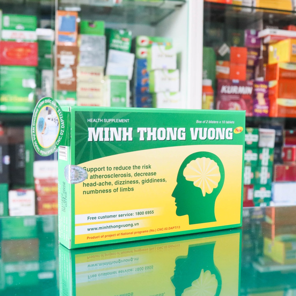 Minh Thông Vương (New), hỗ trợ tăng tuần hoàn máu, giảm đau đầu, chóng mặt, mất ngủ, (hộp 20 viên - Hàng chính hãng)