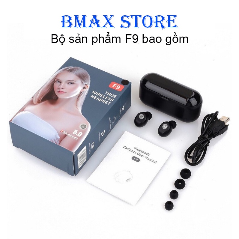 Tai nghe bluetooth amoi f9 không dây giá rẻ android true wireless blutooth ko dây mini tws chống ồn cảm ứng
