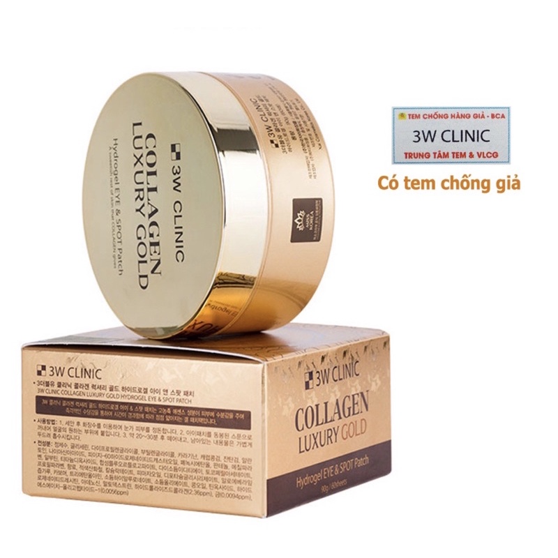 Mặt Nạ Mắt Tinh Chất Vàng giảm thâm 3W Clinic Collagen Luxury Gold Hydrogel Eye & Spot Patch 90g - Hàn Quốc Chính Hãng