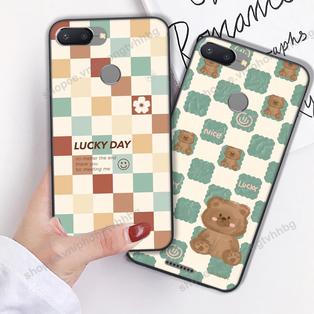 Ốp lưng Xiaomi Redmi 6 / Redmi 6A in mẫu gấu bo viền , smile mặt cười cực cute đẹp