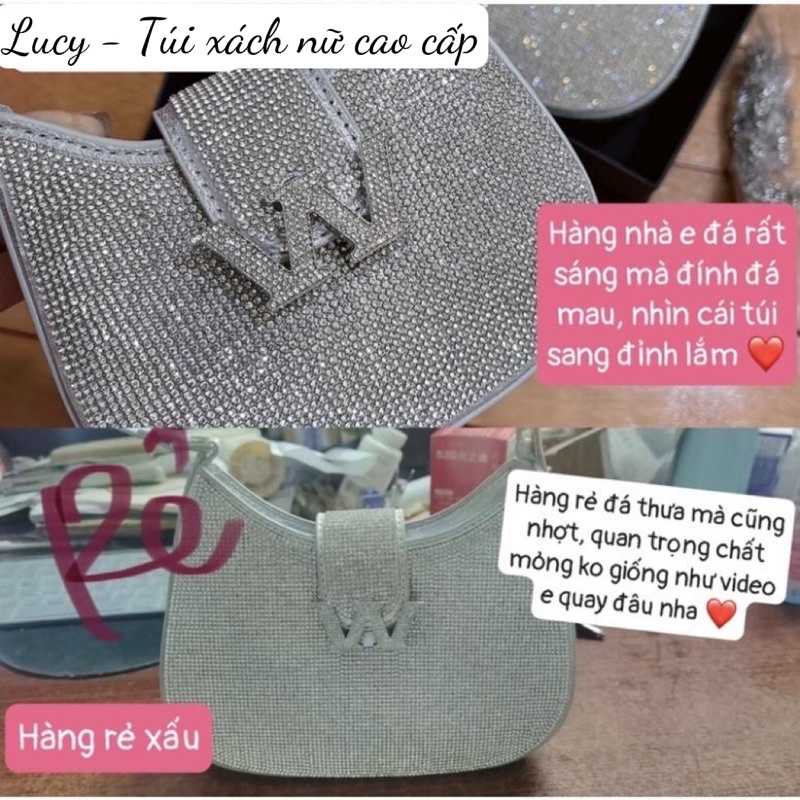 Túi kẹp nách WANG khoá W đá size mini và size 22 fullbox siêu sang hàng QC cao cấp
