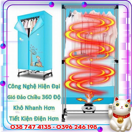 Tủ Sấy Quần Áo 1500w 𝙁𝙍𝙀𝙀𝙎𝙃𝙄𝙋- Cỡ Lớn  - Có thể gập lại-Chịu lực 15 Kg-Khung inox chắc chắn-sấy 360 độ