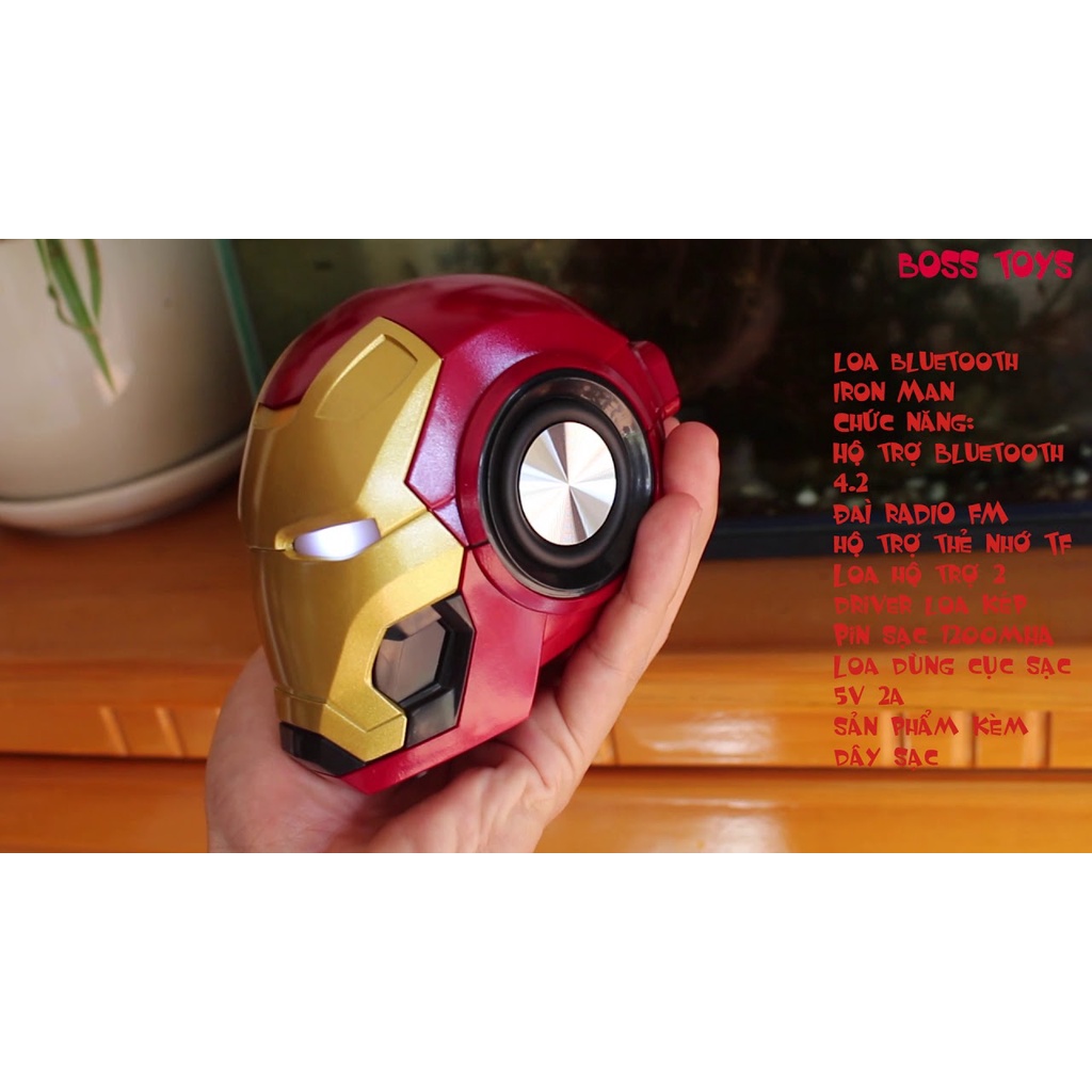 Loa Bluetooh Không Dây Siêu Bass Floveme Iron Man Cầm Tay, Nghe Nhạc Cực Hay, Mắt Có Đèn Led, Gắn Thẻ Nhớ MÃ LOA111