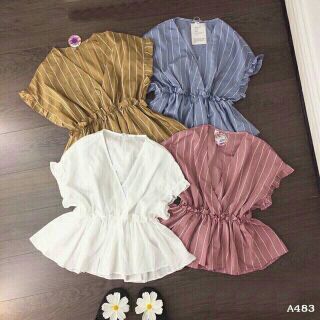 Áo peplum chéo vạt