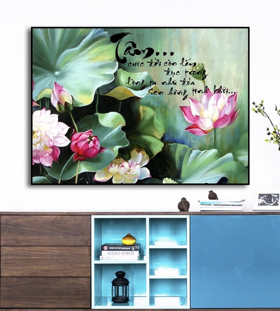 Tranh treo tường tranh CANVAS mẫu hoa sen kích thước 60* 80 | BigBuy360 - bigbuy360.vn