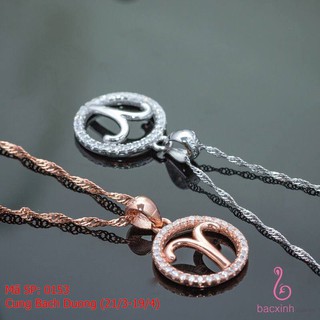 Dây chuyền bạc Ý 925 12 cung Hoàng đạo Bạc Xinh P0153-Cung Bạch Dương