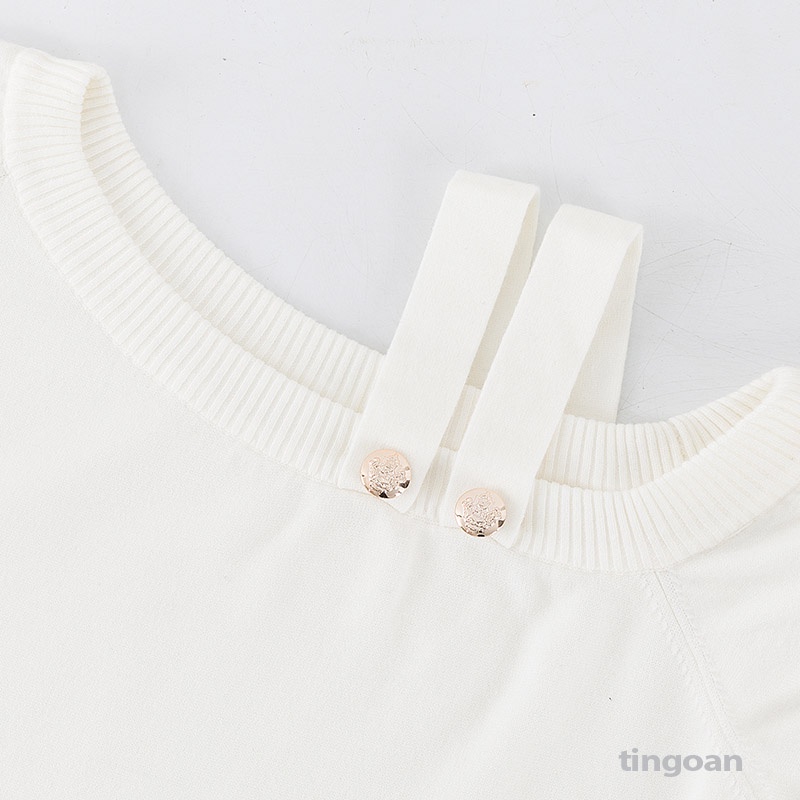 Áo len lệch vai trắng dáng rộng RUNAWAY SWEATER/WH tingoan SG