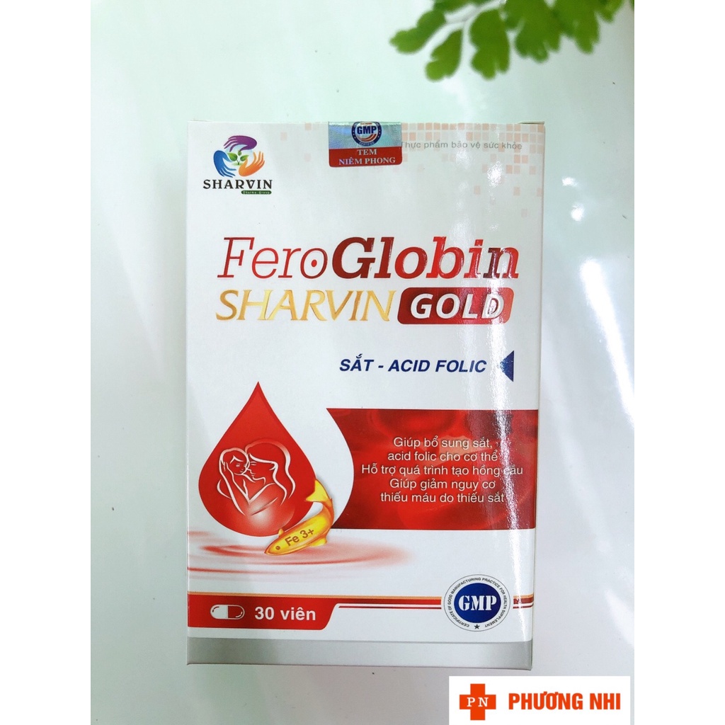 [CHÍNH HÃNG] FEROGLOBIN SHARVIN GOLD - BỔ SUNG SẮT, ACID FOLIC CHO CƠ THỂ, GIẢM NGUY CƠ THIẾU MÁU DO SẮT