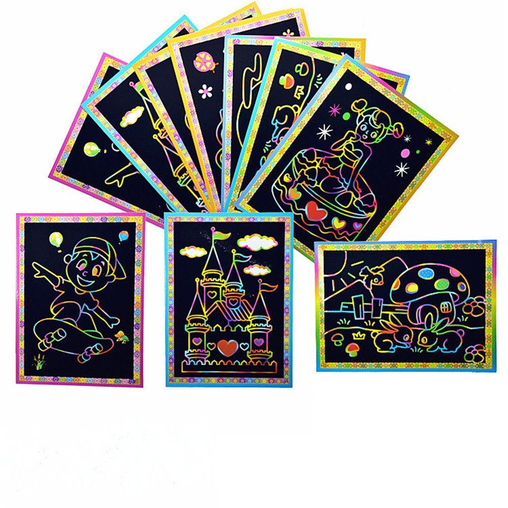 WONDER Set 1 / 5 / 10 Sách Cào Móng Hoạ Tiết Hoạt Hình Cho Bé