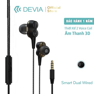 Tai Nghe Có Dây Nhét Tai có mic DEVIA Smart series 2 loa, chân cắm 3,5 nghe nhạc chơi game Hàng chính hãng