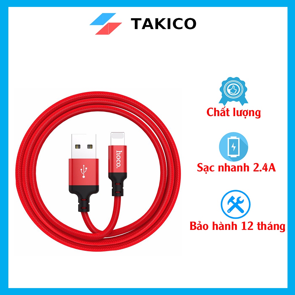 Dây Sạc Nhanh HOCO Chất Liệu Cáp Dù Chống Đứt Siêu Bền 2.4A