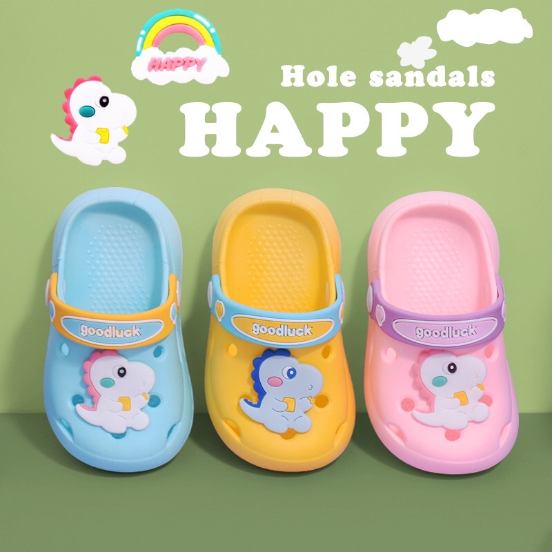 Dép cho bé, dép sục trẻ em Khủng long Happy Cầu Vồng siêu mềm êm có quai hậu, chống trơn trượt mã SKA4