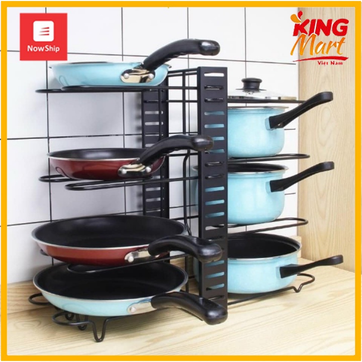 Kệ để xoong, nồi chảo, nhiều tầng, giúp không gian ngăn nắp, sạch sẽ