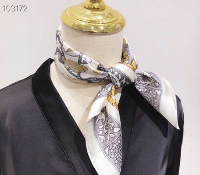 Khăn turban lụa in hoạ tiết bandana size 58x58cm - Maben