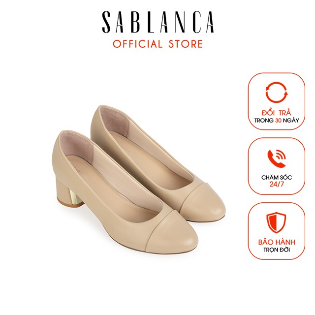 Giày cao gót mũi tròn đế trụ 7cm - Sablanca 5050BT0017