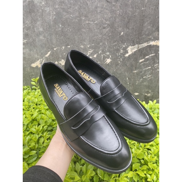 Penny Loafer Công Sở Da Bò Đế Cao Su Đúc BH 12 Tháng