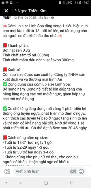K lợi nhuận Cốm upsize Linh spa chính hãng