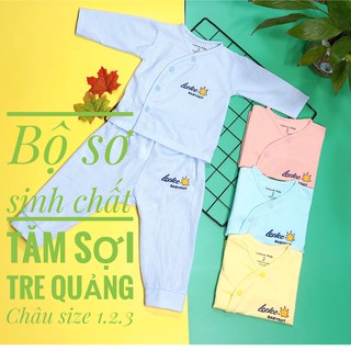 Bộ sơ sinh cài lệch màu sợi tre LEE 05