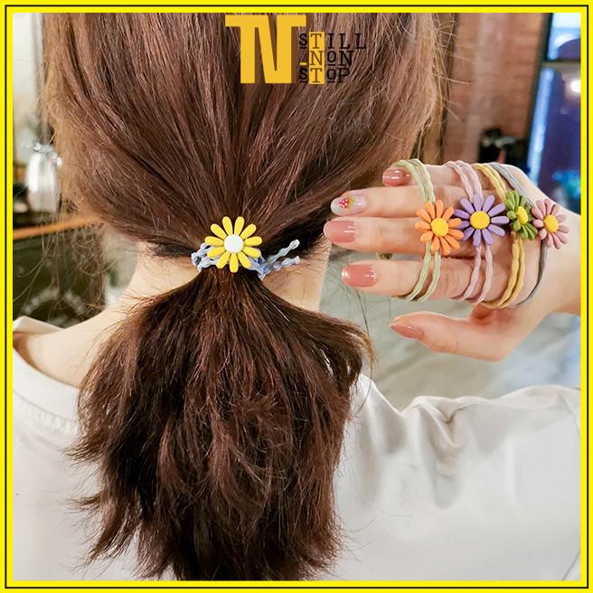 [Mã FAMARAL1 giảm 10K đơn 50K] Dây buộc tóc hoa cúc nhí Hàn Quốc - Sợi thun đôi co giãn cực bền - Cột tóc cực xinh