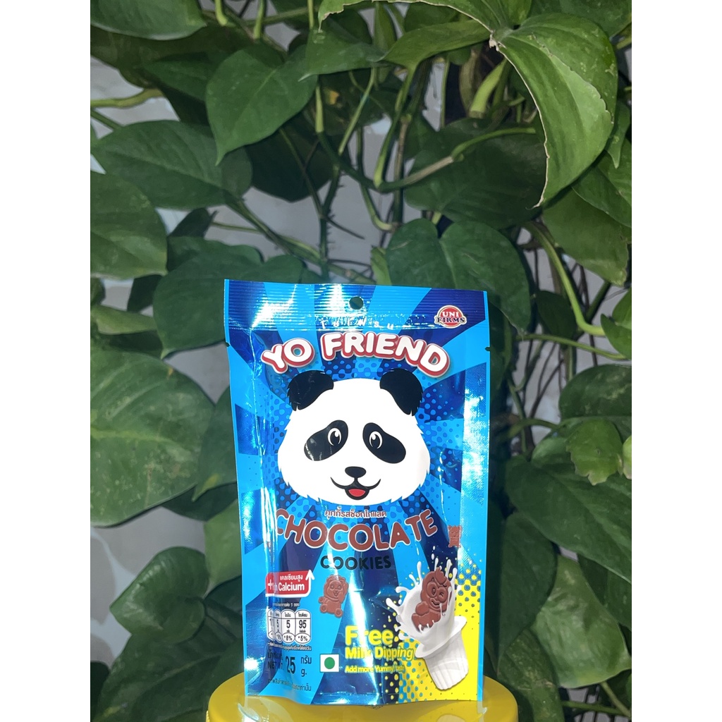 Bánh Gấu Thái Lan Yo Friend Vị Sôcôla Chấm Kem Sữa Chocolate Cookies (Gói 25g-xanh)