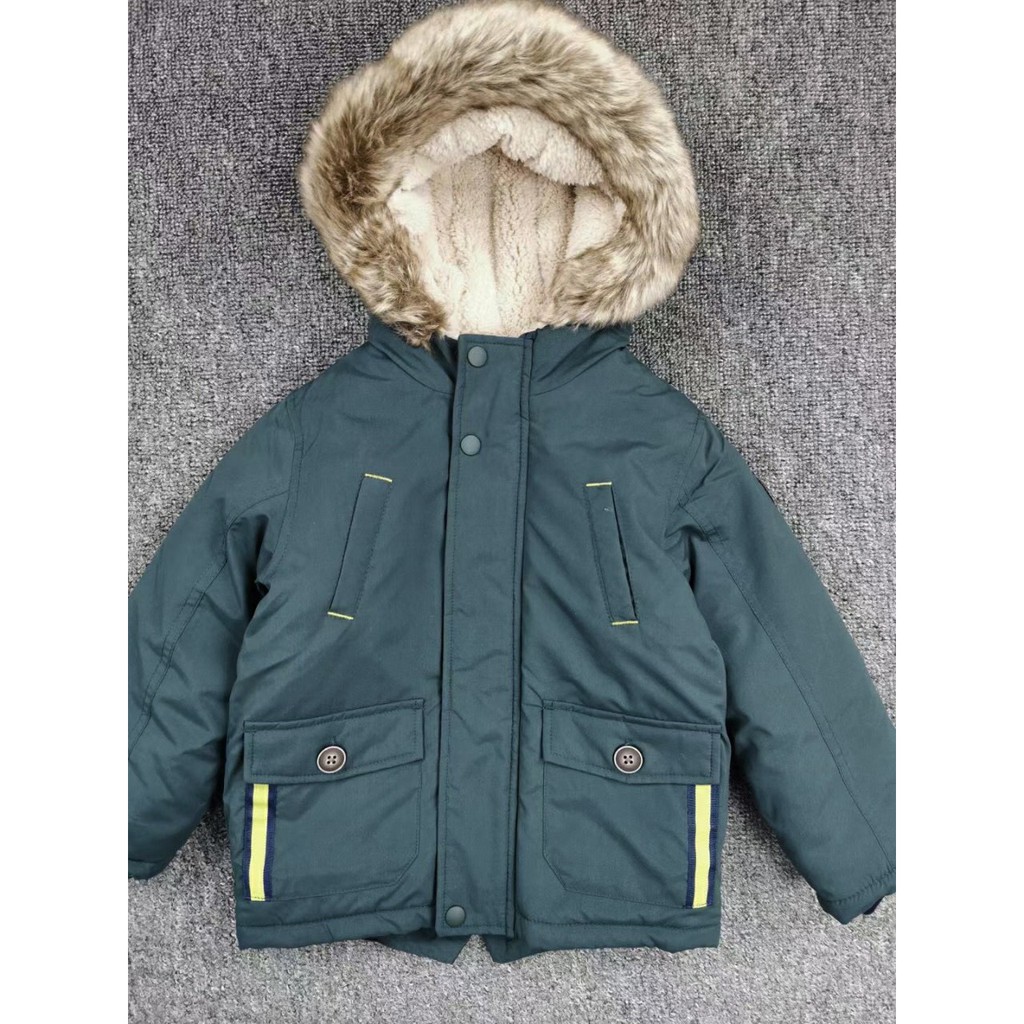 6181 Áo parka bé trai mũ lông mặt ngoài lớp kaki xịn chống nước nhẹ mặt trong lót nỉ dày dặn, áo phao xuất dư,