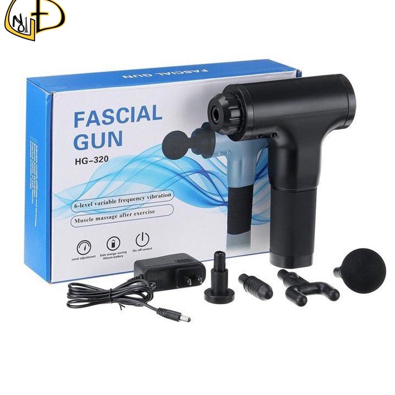 Súng Massage Fascial Gun - 4 Đầu 6 Chế Độ Fascial Giảm Cơ Căng Cơ Trị Nhức Mỏi Vai Gáy