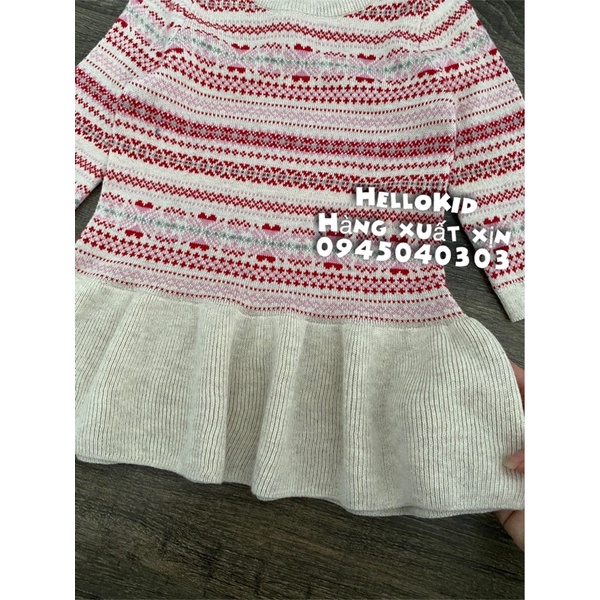 V26 - Váy len hoạ tiết vintage xoè dưới bé gái
