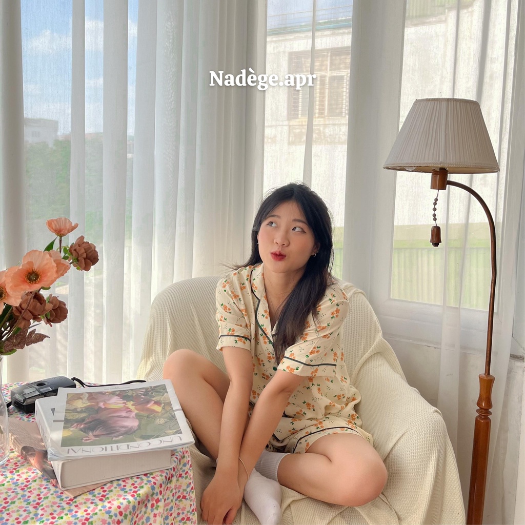 𝐂𝐢𝐭𝐫𝐮𝐬 𝐁𝐥𝐨𝐨𝐦 𝐏𝐲𝐣𝐚𝐦𝐚𝐬 🌼 Bộ ngủ hoa cam, Pyjamas chất đũi lạnh thoáng mát - Nadege.apr