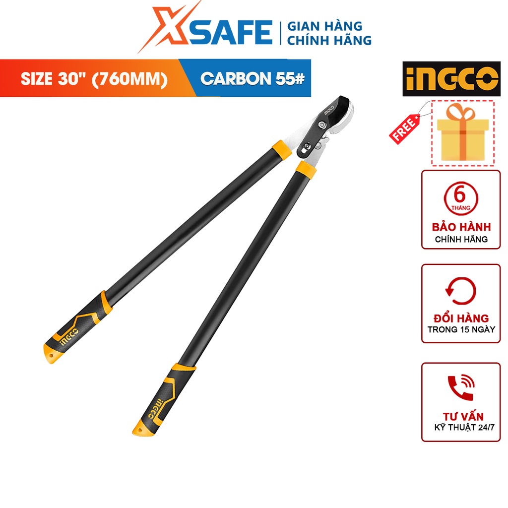 Kéo cắt cành cộng lực Ingco HLT7608 760mm, thép carbon xử lý nhiệt, sơn chống gỉ, kìm cắt cành cộng lực - CHÍNH HÃNG