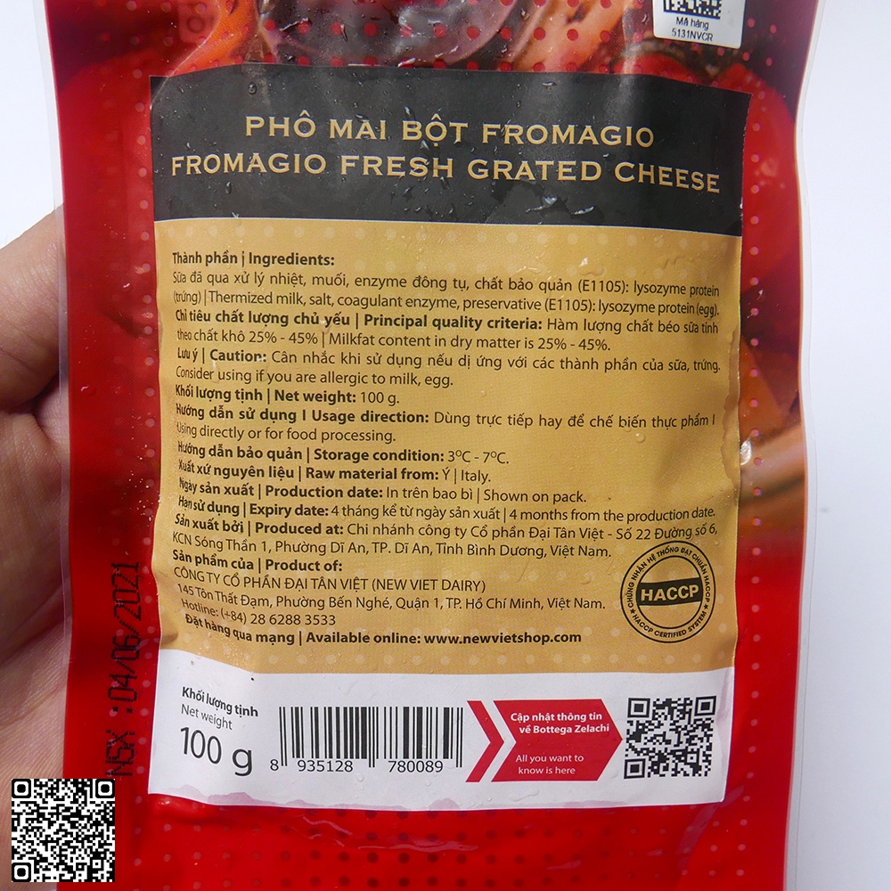 Phô Mai Bột Parmesan Fromagio 100gr