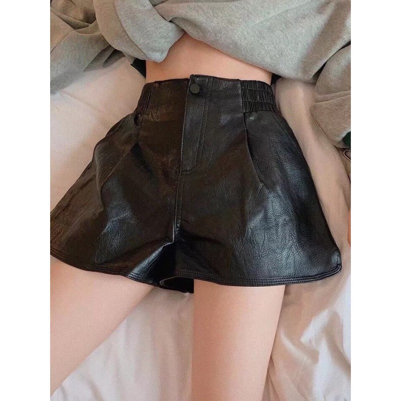 [TRỢ GIÁ] Quần Sooc Da nữ Cạp chun Cúc Khóa Kéo trước Cực Sang Chảnh_Siêu hot | BigBuy360 - bigbuy360.vn