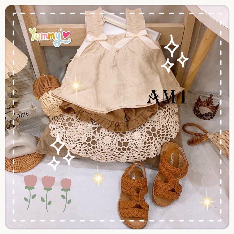 (9-20kg) Bộ đũi 2 nơ trắng bé gái Đồ bộ bé gái TTR39