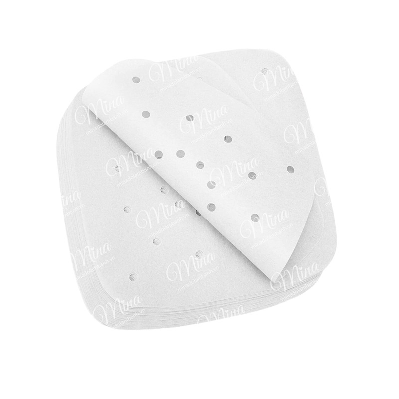 Giấy Nến Vuông đục lỗ dùng trong nồi chiên không dầu 100 tờ