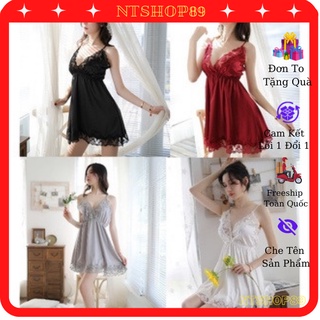 Váy Ngủ, Đầm Ngủ 2 Dây 5111 Gợi Cảm  Dáng Xòe & Kèm Quần Chíp