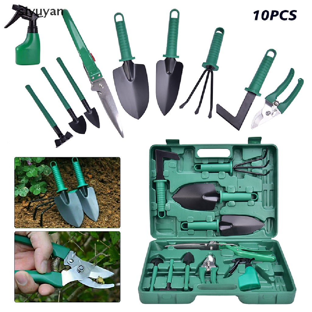 Set 10 Dụng Cụ Làm Vườn Màu Xanh Lá Đậm Đa Năng DIY