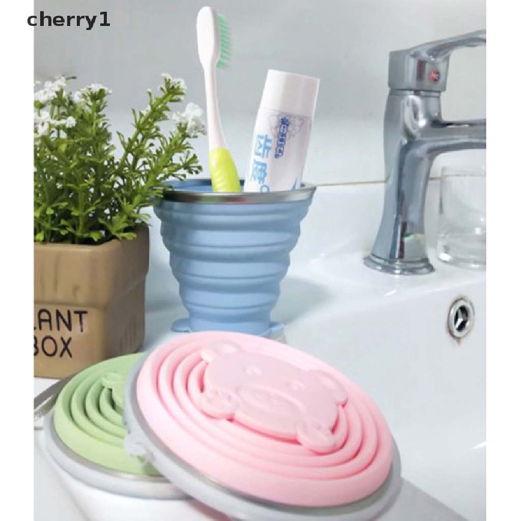 [cherry1] Cốc Uống Nước Silicone Gấp Được