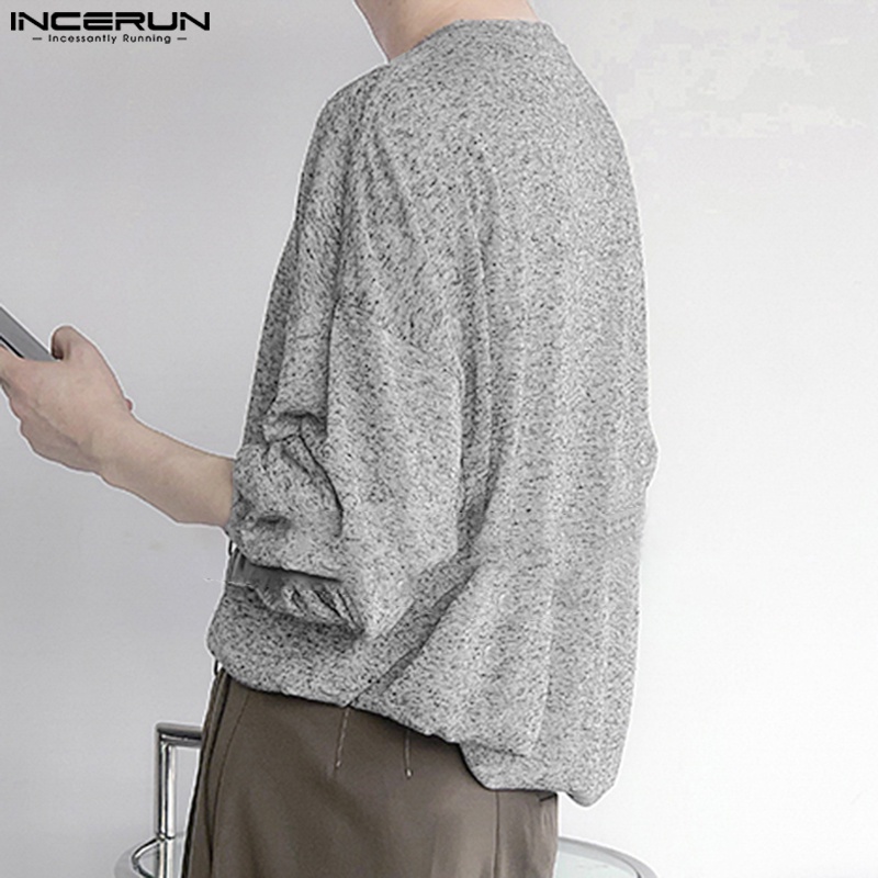 Áo thun INCERUN tay dài cổ tròn trong suốt chống nắng thời trang mùa thu cho nam