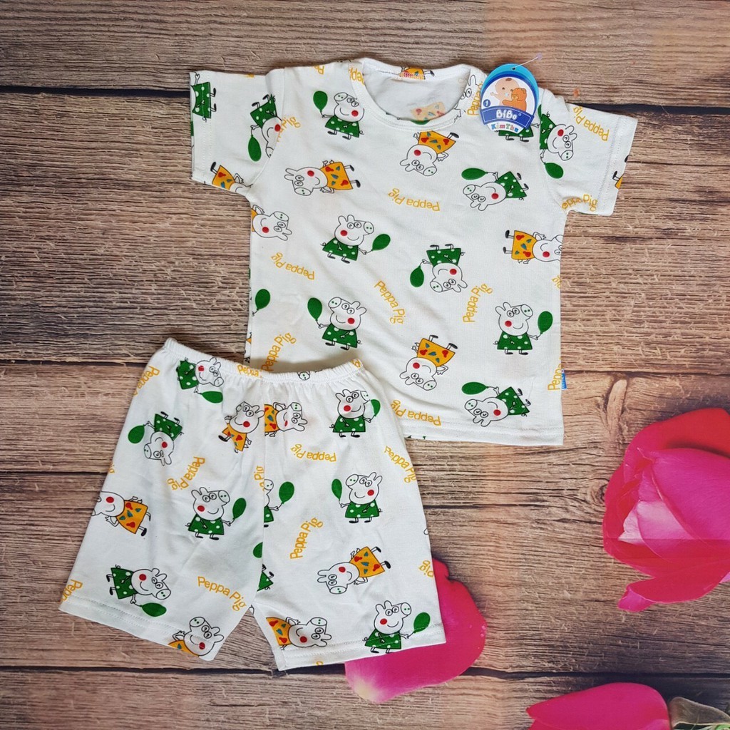 Bộ Tay Ngắn Vải Lụa Mềm Mại Cho Bé Hiệu Bibo Kimthu( Bé 3 tháng đến 3 tuổi )