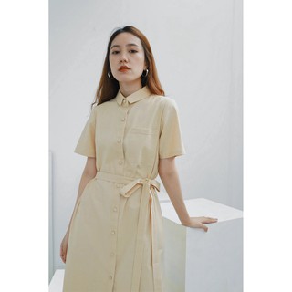 Chicka Chicka - Đầm Linen midi shirt dress - Beige