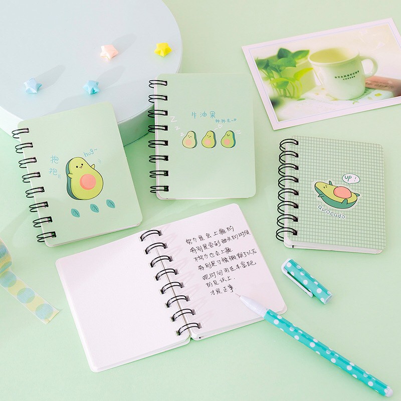 Sổ tay mini gáy lò xo Trái bơ K05 Taro Stationery