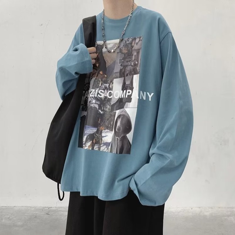 Áo Sweater Tay Dài Cổ Tròn Dáng Rộng In Họa Tiết Thời Trang Hàn Quốc Cho Nam