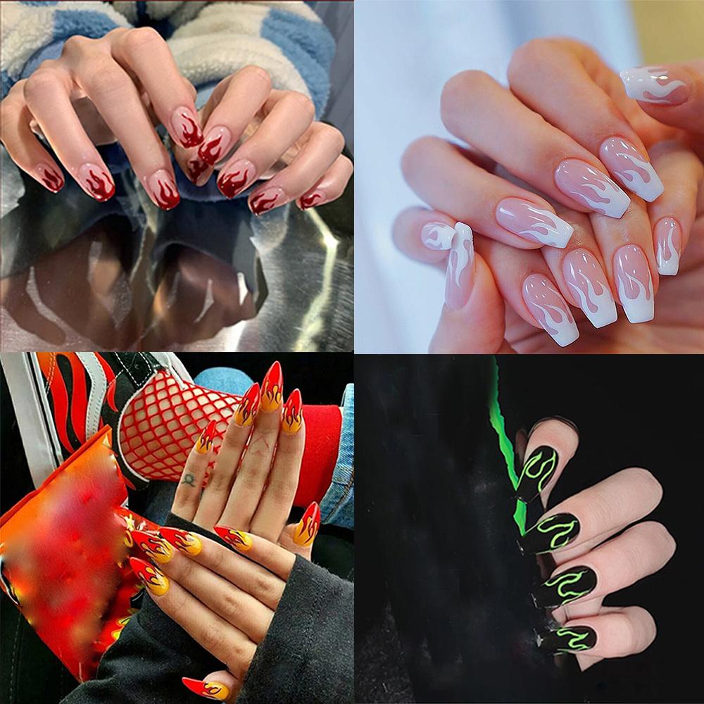 Hộp 24 Móng Tay Giả Bằng Acrylic Che Phủ Toàn Diện DIY