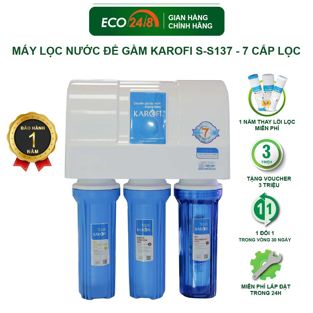 Máy Lọc Nước Để Gầm KAROFI S-S137 - 7 Cấp Lọc Sạch Tap Chất, Cặn Bẩn