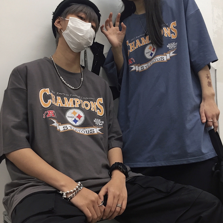  ins original Korean women round short price and simple Real trend retro t-shirt sleeve style couple letter men relaxed casual all South | BigBuy360 - bigbuy360.vn