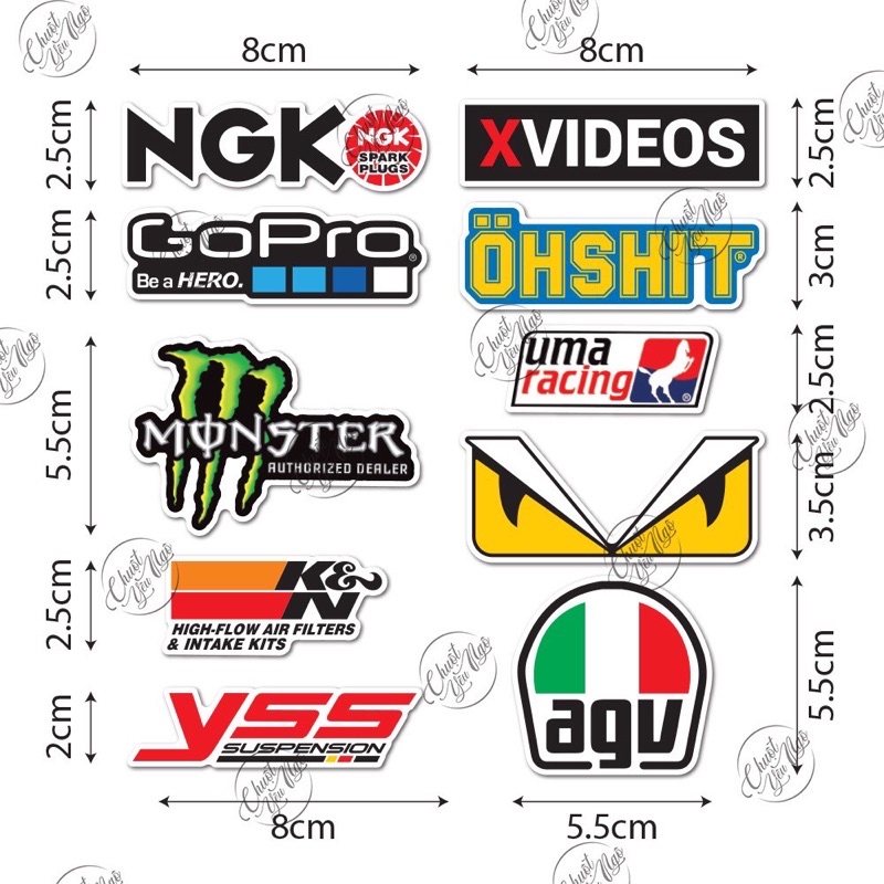 Bộ 20/40 logo decal tem xe chống nước chất lượng cao MS 36.2