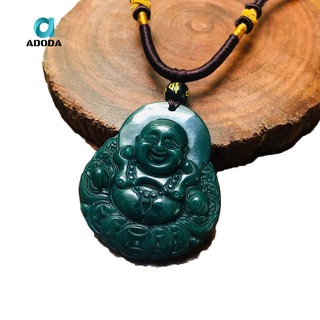 Mặt Dây Chuyền Phật Di Lặc Màu Xanh Dành Cho Nam, Tặng Kèm Dây Đeo, ADODA