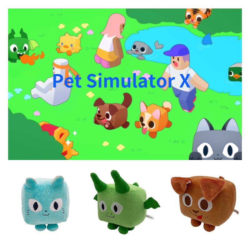 Big Games Pet Simulator X Cat Axolotl Dog Bat Plush Stuffed Doll Toy Kids Gift