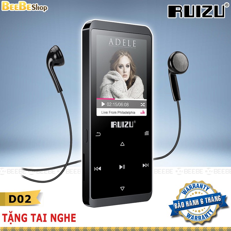 Ruizu D02 - Máy Nghe Nhạc Lossless, Thiết Kế Kim Loại Bền Bỉ, Bộ Nhớ Trong 4Gb (Tặng Tai Nghe)