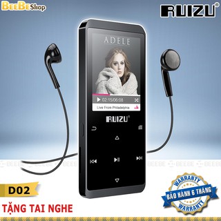 Ruizu D02 - Máy Nghe Nhạc Lossless, Thiết Kế Kim Loại Bền Bỉ, Bộ Nhớ Trong 4Gb (Tặng Tai Nghe)