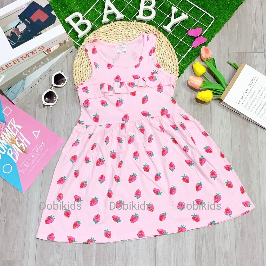 Váy Bé Gái  Đầm Thun Cho Bé Cotton xuất dư xịn siêu mềm mát co giãn họa tiết xinh xắn